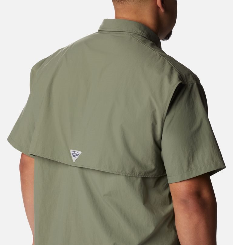 Men's Columbia PFG Bahama II Short Sleeve Shirts Olive | Plus Size CA-V46C5